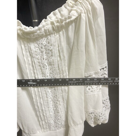 New York & Co Womens M White Embroidered Peasant Top - Picture 3 of 10